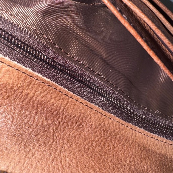 LETEULO Brown‎ Leather Wallet Clutch Snap Closure Zip Around preloved 7.5x3.75 - Picture 8 of 13